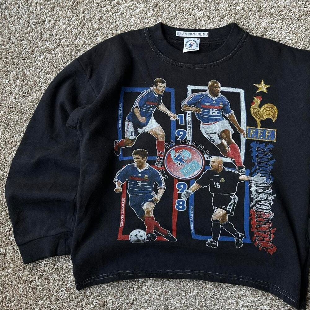 Vintage 90s Team France Futbol Soccer World Cup Sweatshirt